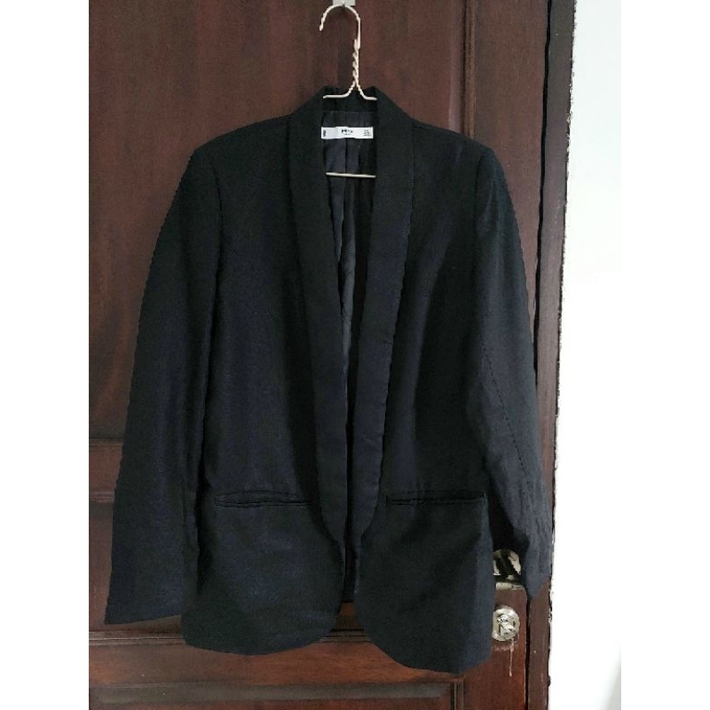 Preloved Mango Linen Blazer Hitam