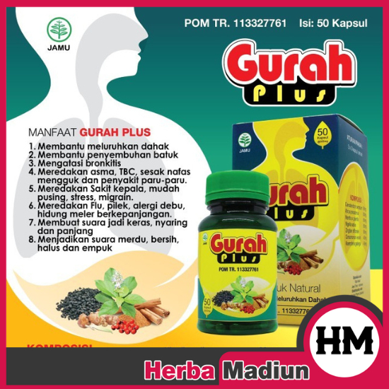 Obat Gurah Suara Kapsul GURAH PLUS Herbal Kesehatan Suara Dan Pernapasan 100% Original Halal Bpom