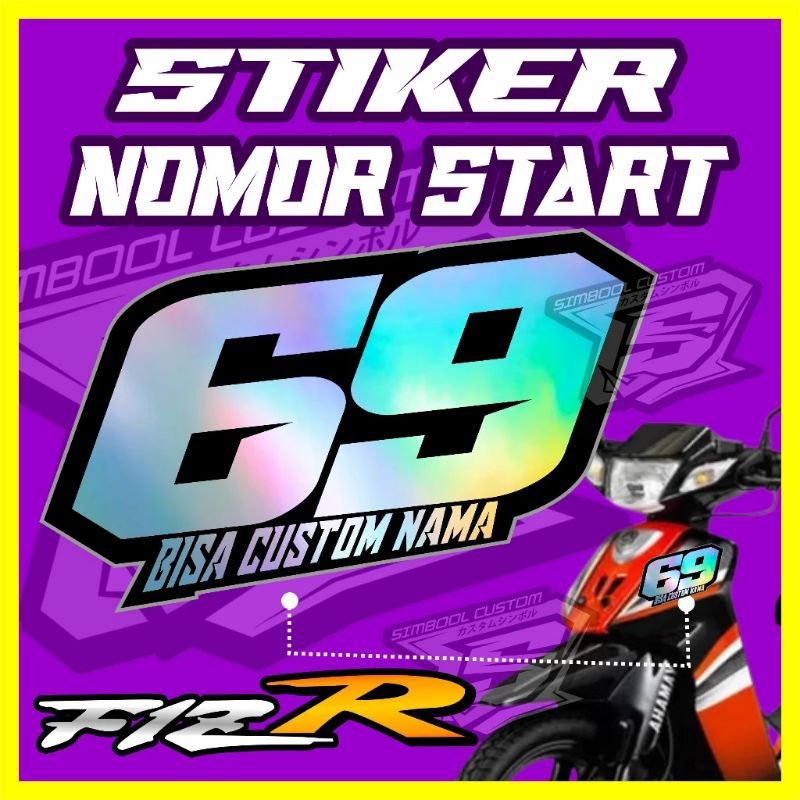 STIKER NOMOR START STICKER CUSTOM MOTOR MOBIL LAPTOP