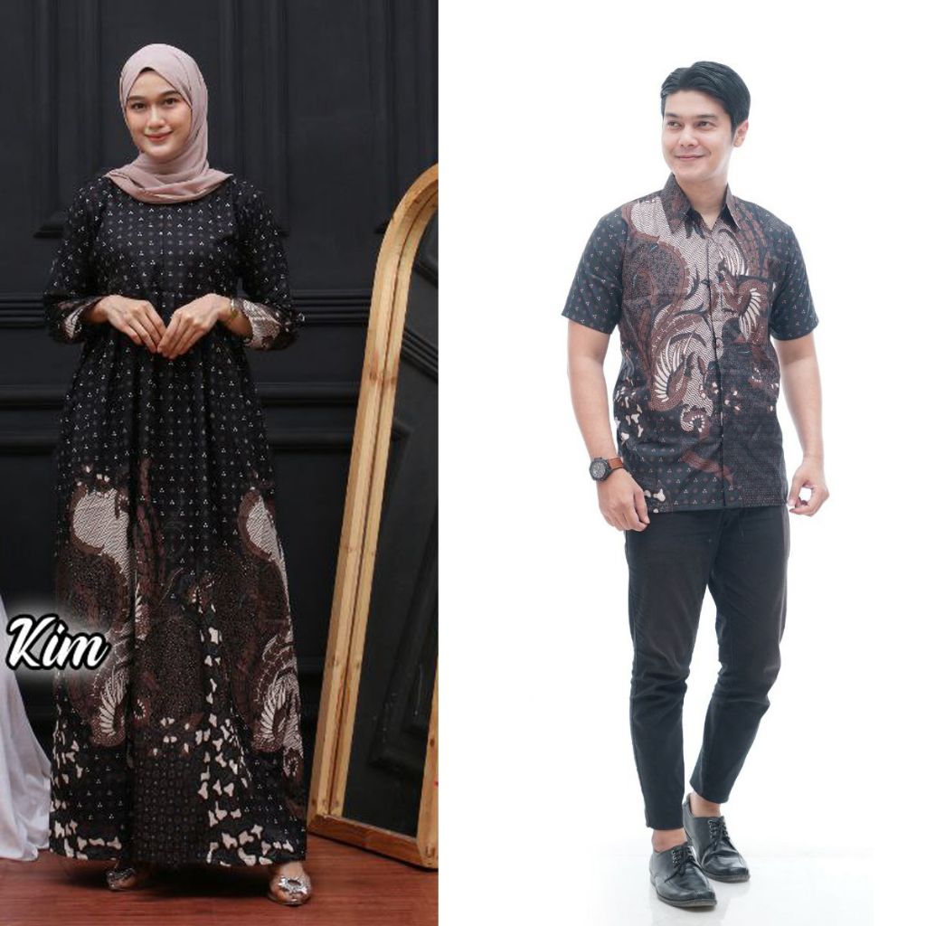 Harga Sepasang - Baju Batik Couple Gamis dan Kemeja Lengan Pendek Kekinian - Sarimbit Batik Modern