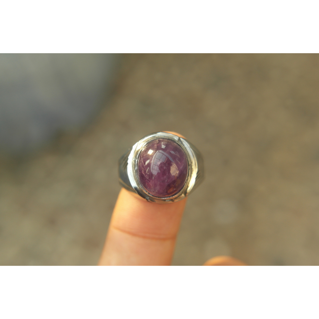 Natural Kecubung Ring Monel 8 Kode M166