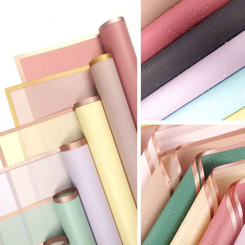 

GOLD FRAME CELLOPHANE NON TRANSPARANTE/ kertas buket solid gold line
