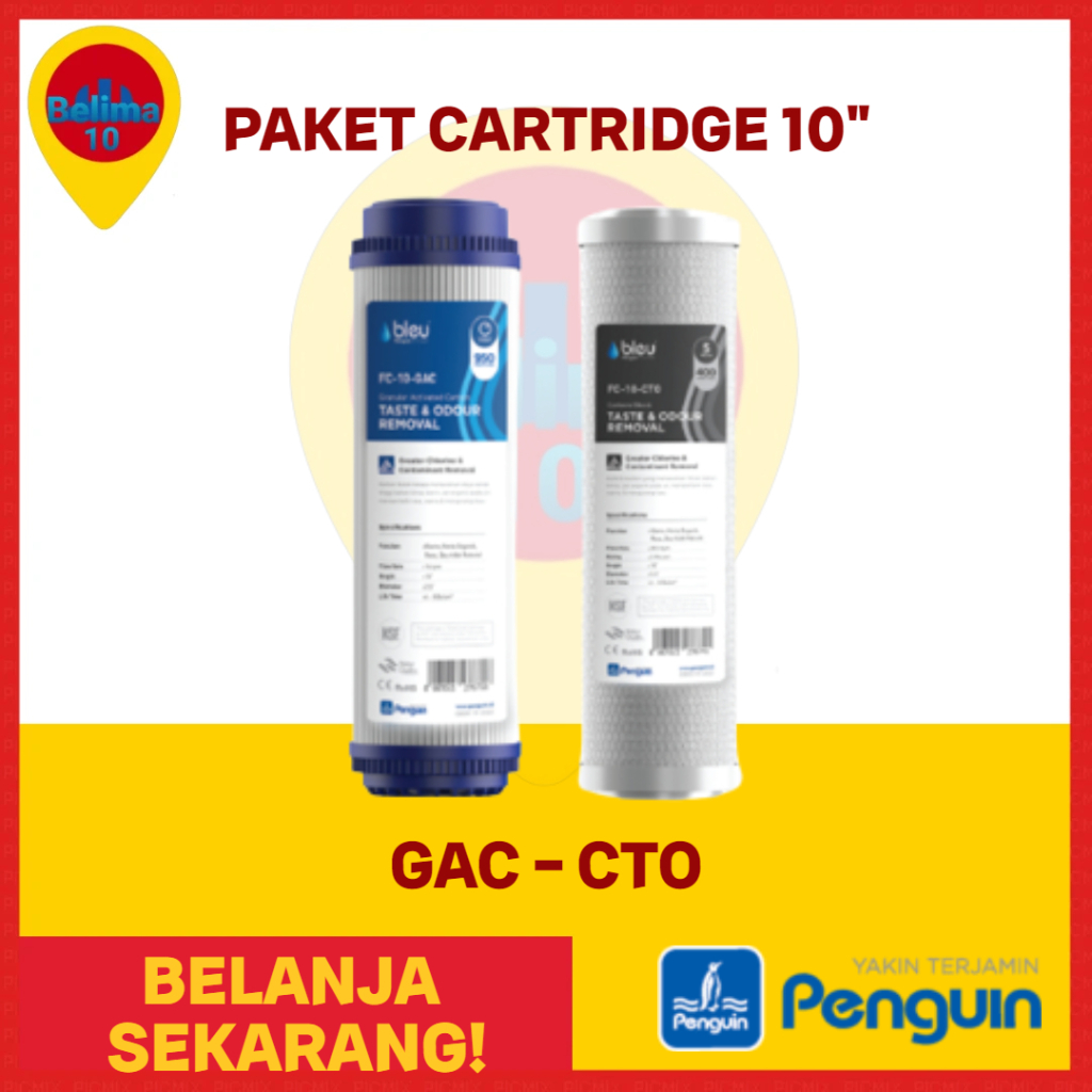 Catridge refil isi filter 10 inch CTO +GAC original penguin