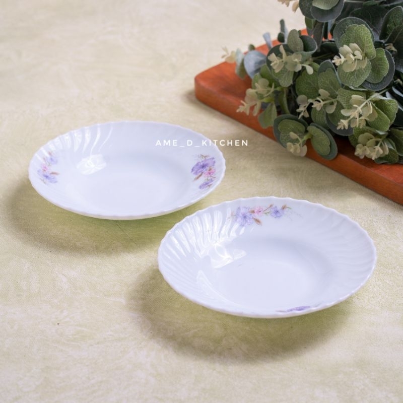 SALE Piring keramik cekung kecil jadul vintage bunga ungu decopal