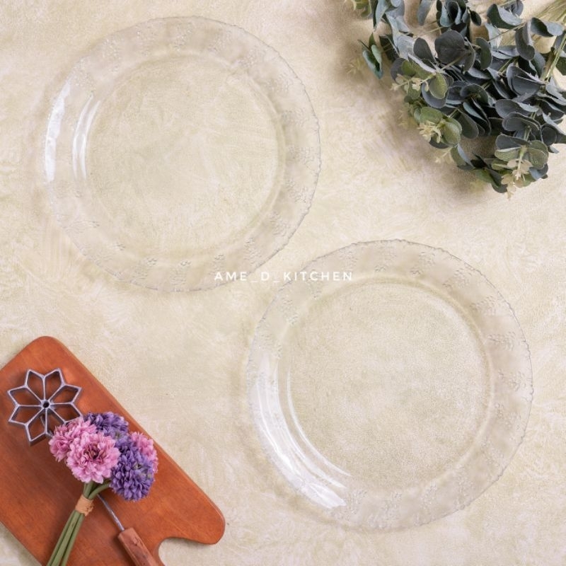 SALE Piring saji kaca besar vintage motif buah anggur