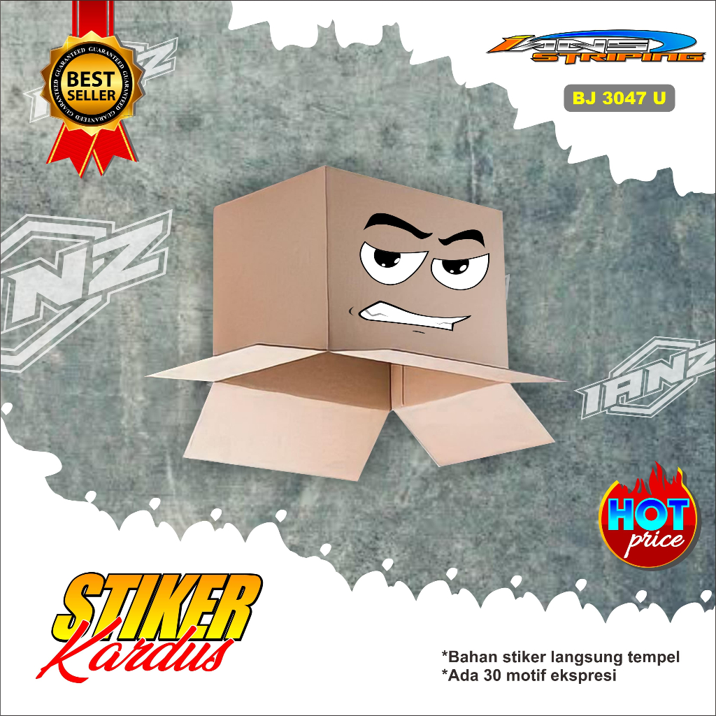 BJ 3047-STIKER KEPALA KARDUS EMOJI KEKINIAN-STIKER KEPALA KARDUS TERVIRAL VINYL