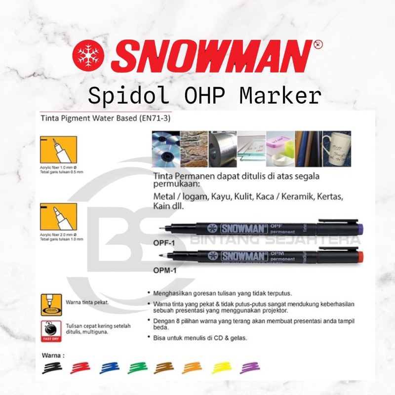 

Spidol Snowman Permanen OPF / OPM Permanent Marker