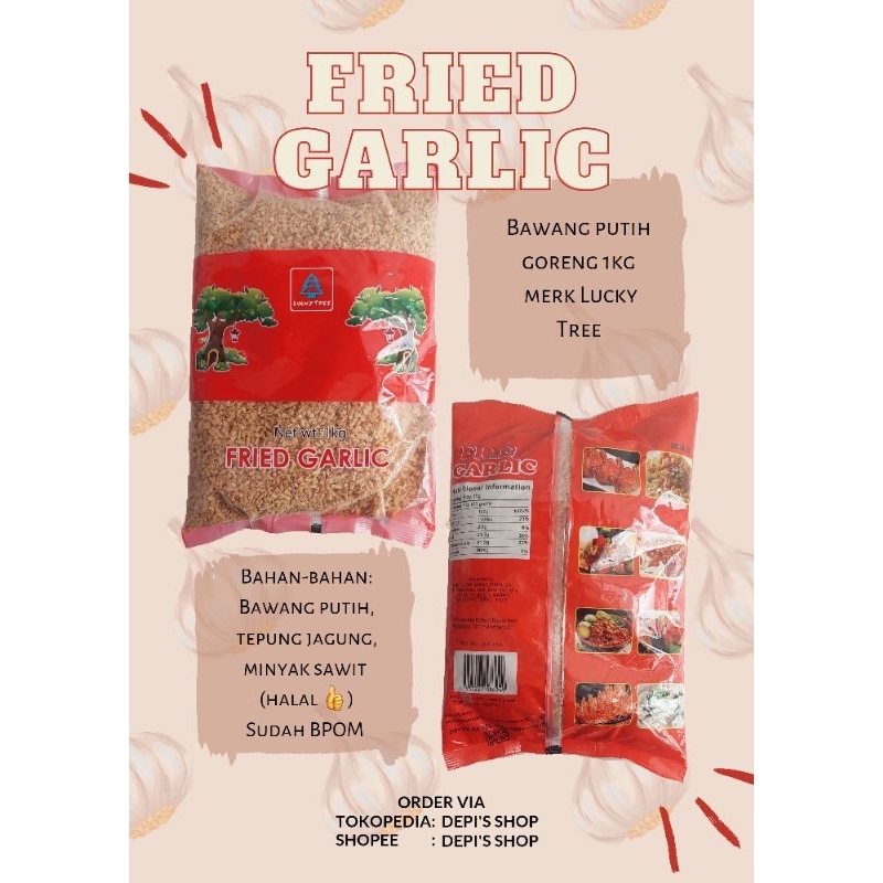 

Bawang Putih Goreng 1kg / Lucky Tree Fried Garlic