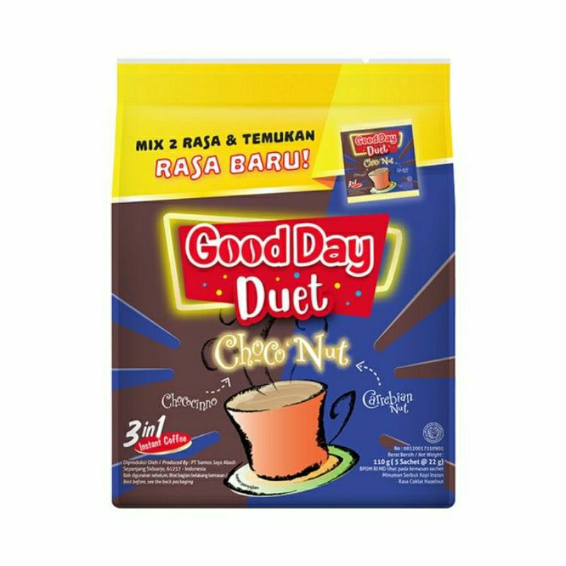 

GOOD DAY Duet 22gram Isi 5 - Kopi Sachet Instan