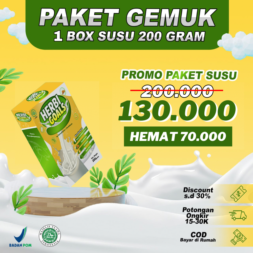 

Herbi Goals Susu Penggemuk Badan Penambah Nafsu Makan Penambah Berat Badan Ori Bpom