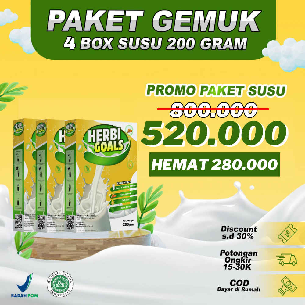 

Terlaris Susu Penambah Nafsu Makan Herbi Goals Raih Tubuh Idealmu Sekarang