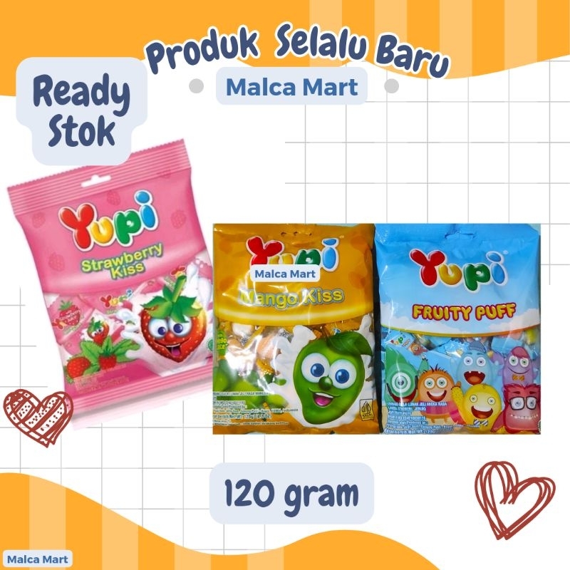 

PERMEN YUPI STRAWBERRY KISS / MANGO KISS / FRUITY PUFF 120 gram