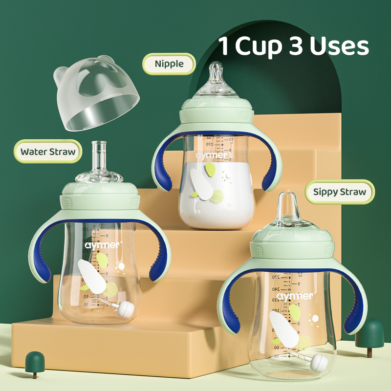 1 cangkir 3 Botol Susu Bayi Botol Perawatan Air Cangkir Pelatihan Sippy Cup Anak-anak BPA Free Anti 