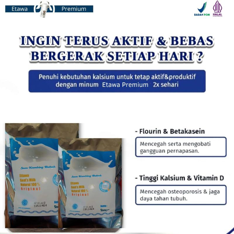 

Susu Kambing Bubuk Ettawa Etawa Original 100% Atasi penyakit Asma