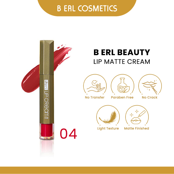 Skin Care Beauty Lipcream Matte 04 Chili Red B Erl Cosmetics Lipstik B Erl Terbaru Termurah