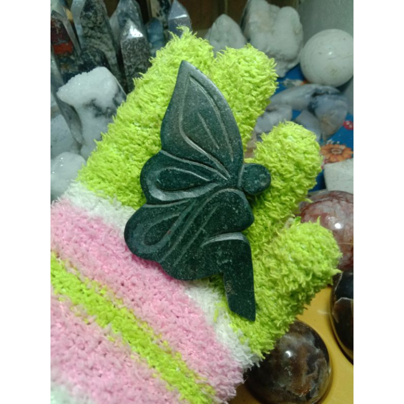 batu akik ukiran peri lumut ijo asli natural