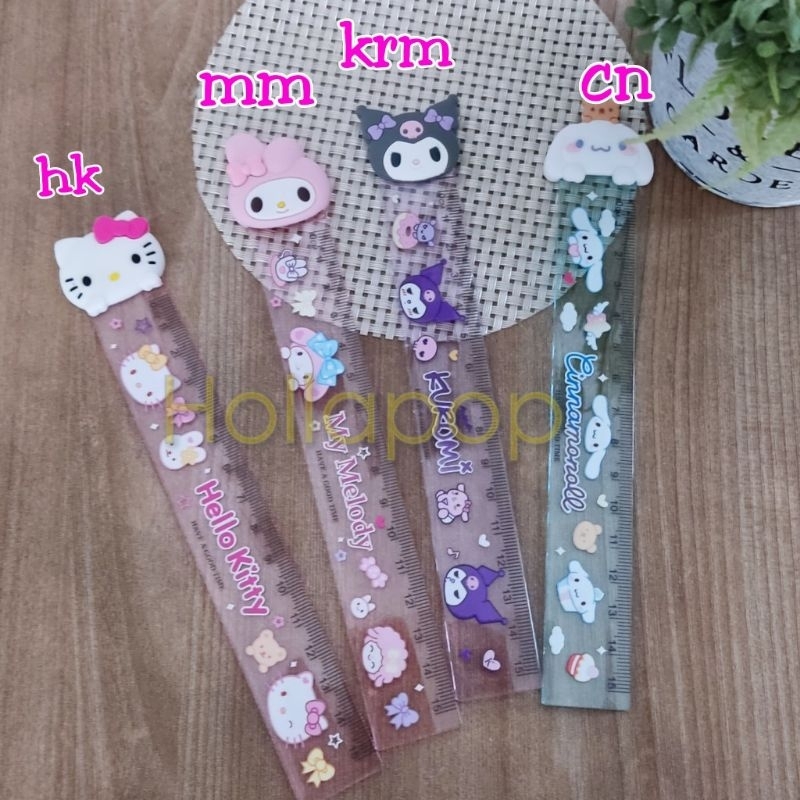 

HOP Penggaris Kuromi My Melody Cinnamoroll Hello Kitty Kepala 15 cm ori