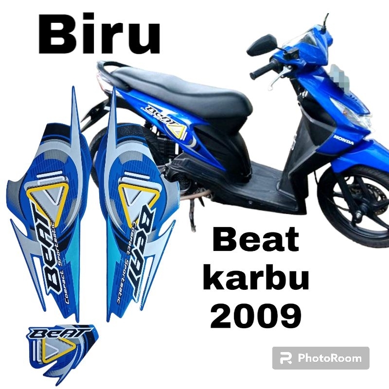 striping stiker honda beat karbu 2009 biru, lis body motor beat karbu 2009 biru