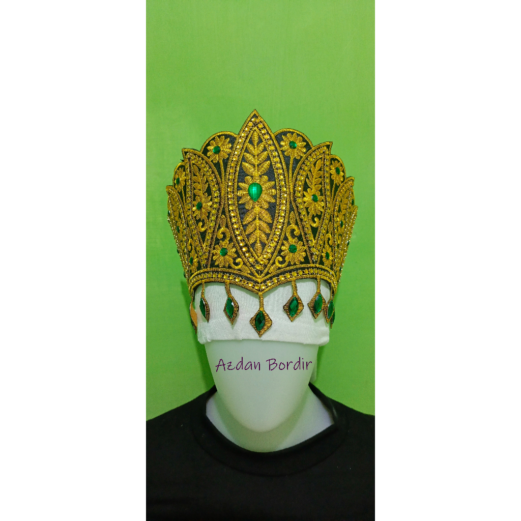 Renda Bordir Mahkota Tari Siger Rumbai Payet