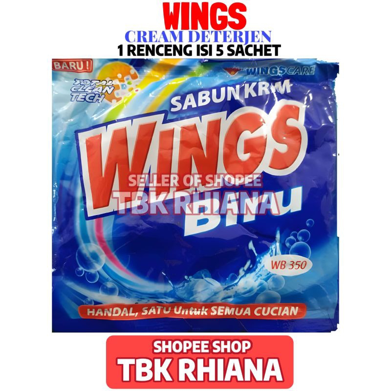 Sabun Wings Biru 350K 1 Renceng Isi 5 Sachet