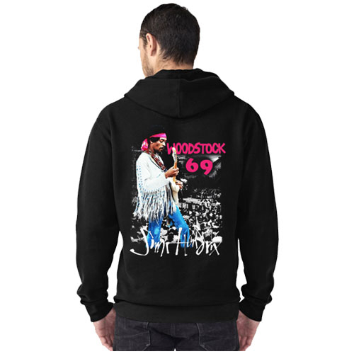 Jimmy Hendrix Woodstock 69 Hoodie Bahan Katun Fleece | Jaket Hoodie Jumper & Ritsleting | Bisa COD