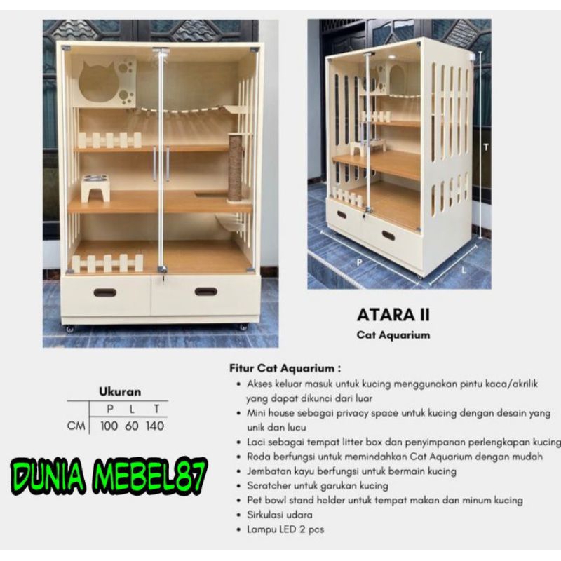 cat aquarium kandang kucing kayu minimalis