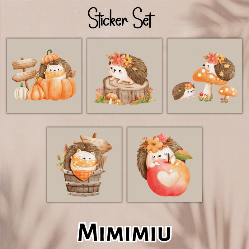 

[Mimimiu] sticker set hedgehog autumn 3x3cm