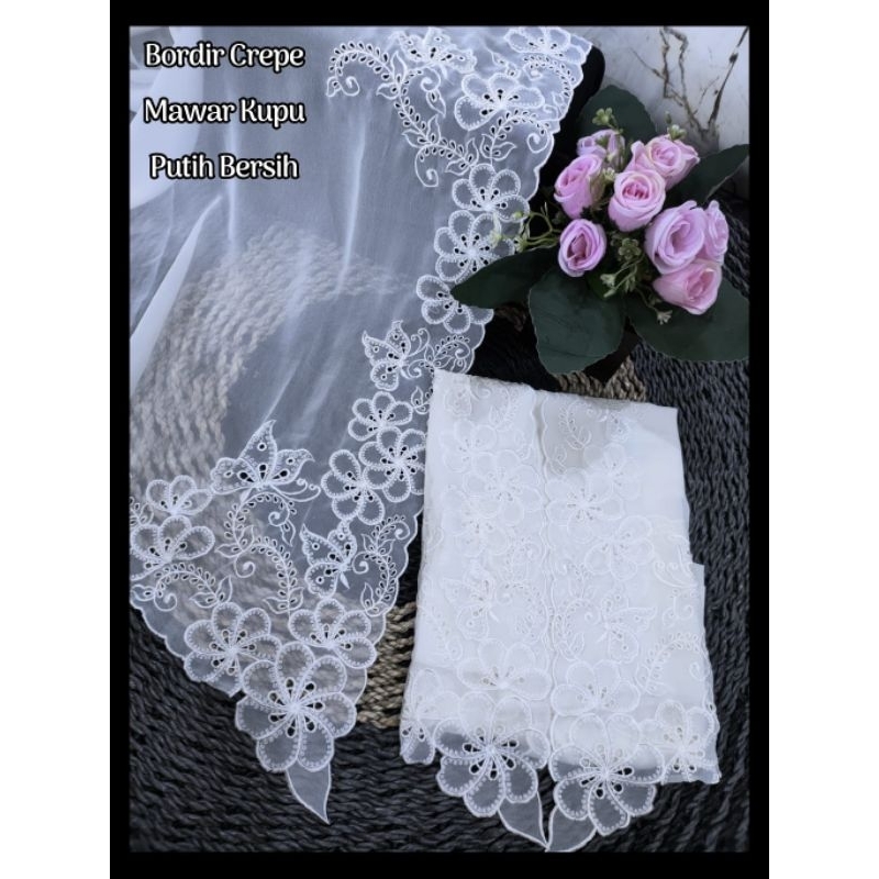 Bakal Kebaya Bahan Kebaya Bordir Mawar Kupu 1,5 mtr