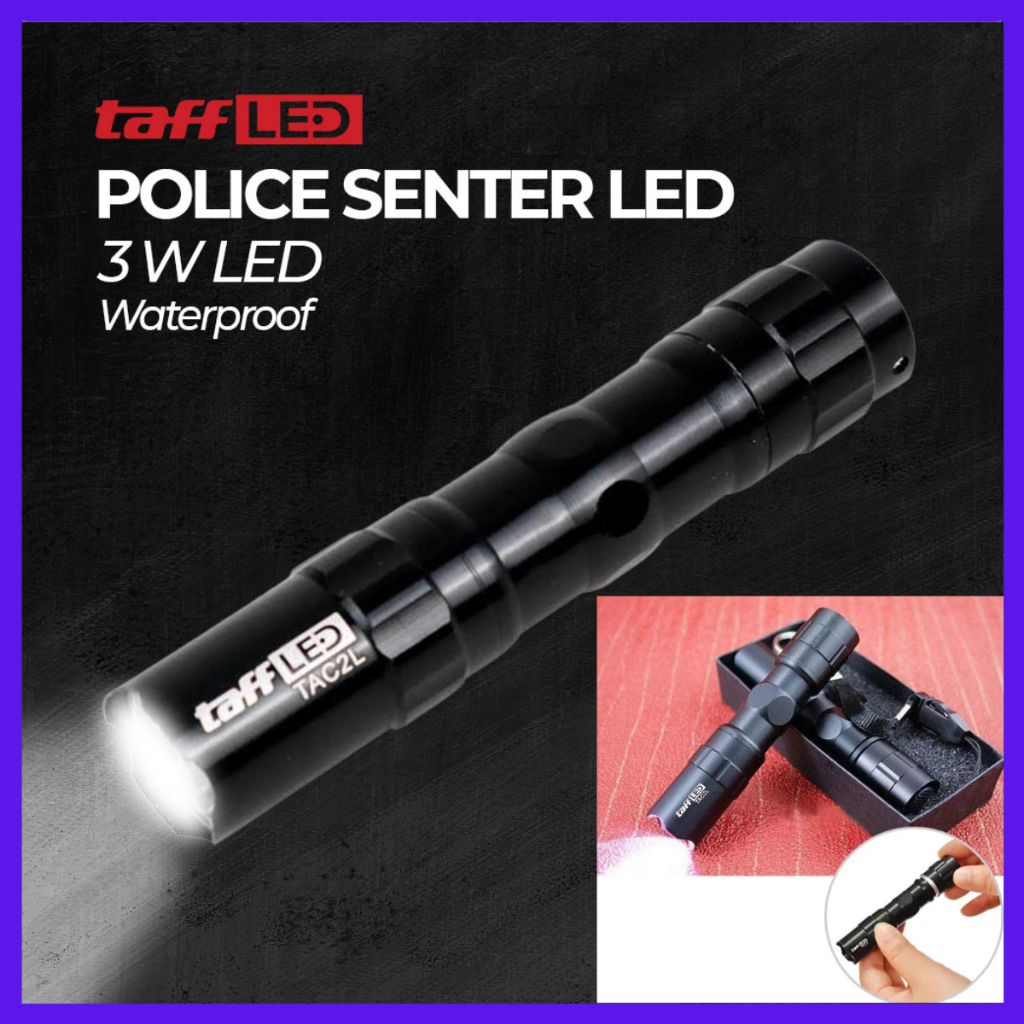 Senter LED Flashlight Waterproof 3W Senter SWAT Police USB Rechargable LED XML T6 E18u dg Baterai Ca