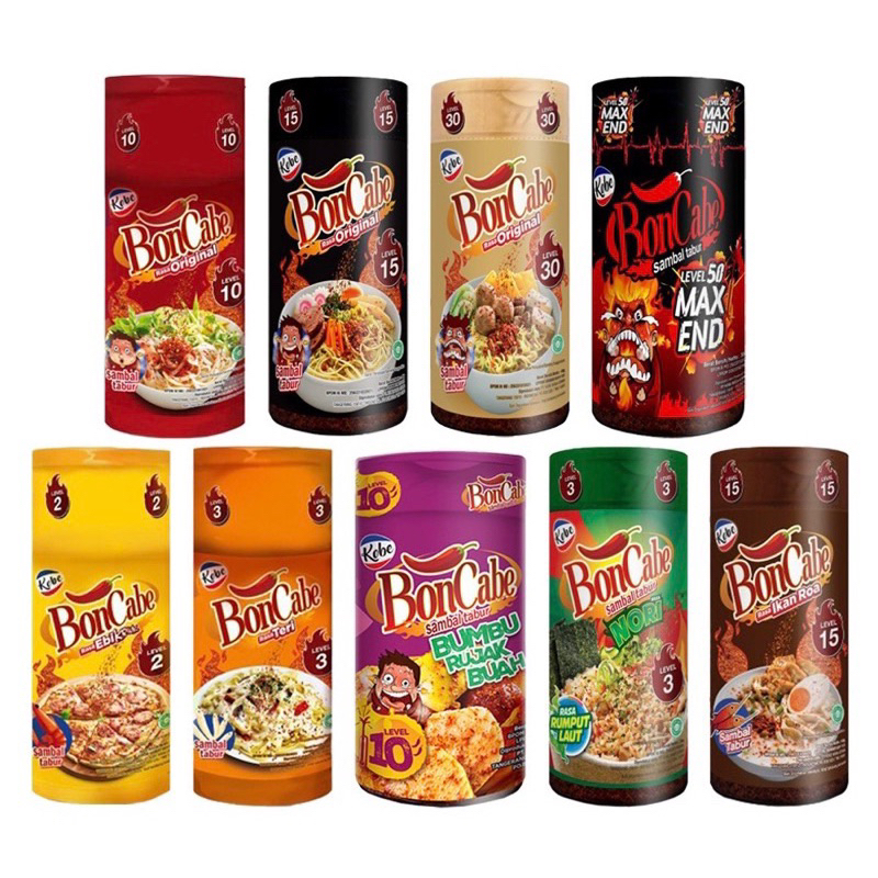 BON CABE  LEVEL 50  MAX END  SAMBAL TABUR BOTOL 30 gram  KOBE BonCabe ALL VARIAN