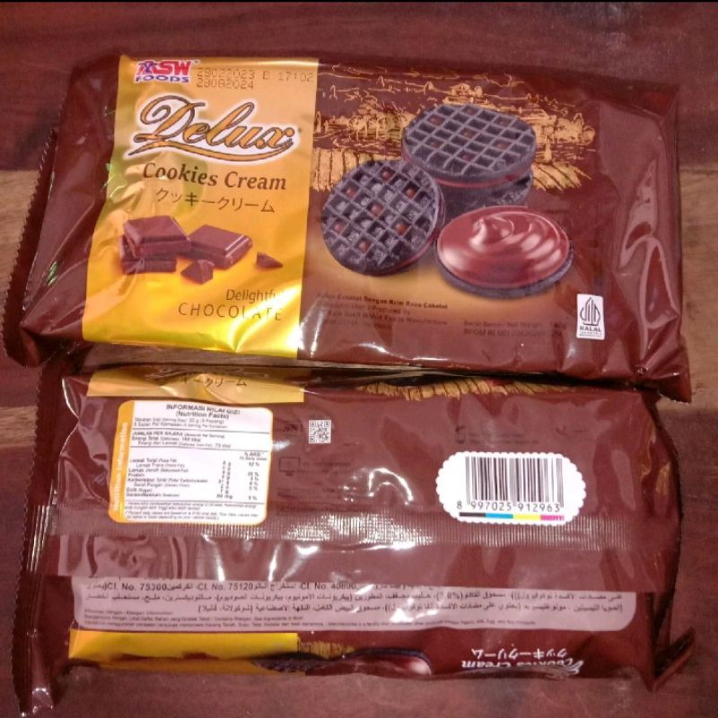 

Delux Cookies Cream Chocolate 160gr, Delux Cookies Cream Stroberi 160gr, Delux Cookies Vanila 160gr