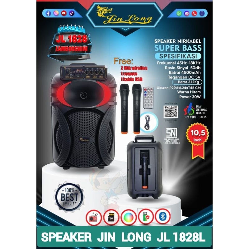 SPEAKER JIN LONG JL 1828L REMOTE MIC WIRELESS