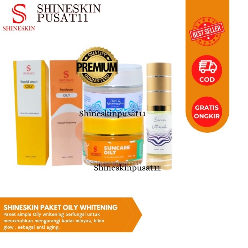 SHINESKIN PAKET KULIT BERMINYAK FLEK/SHINESIN PAKET OILY WHITENING ORIGINAL /CREAM KULIT BERMINYAK