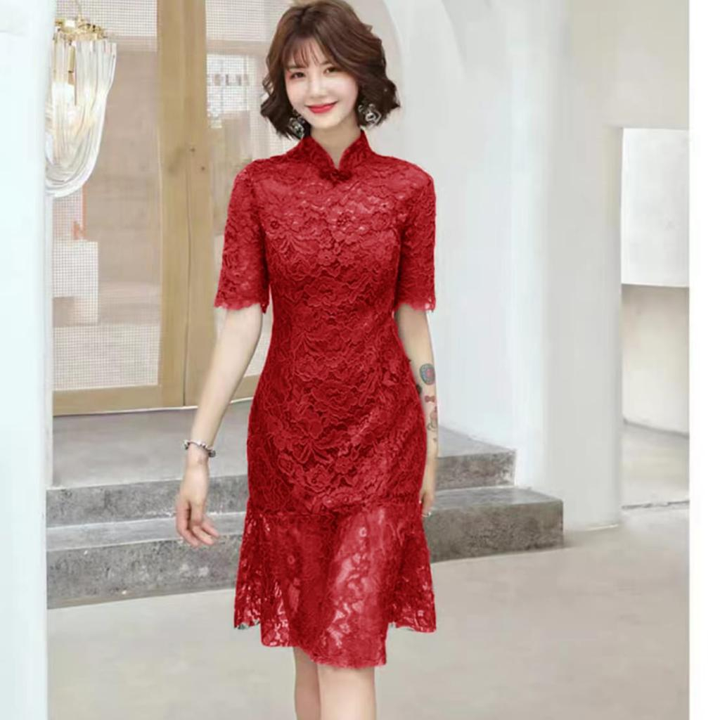 TM - 0935 Gaun Dress Loose Ching CNY Cheongsam Import