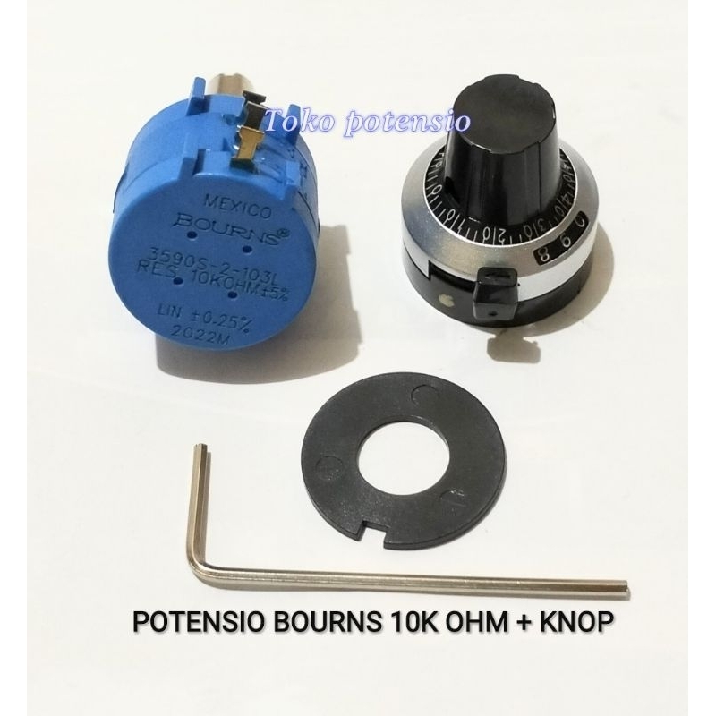 POTENSIO BOURNS 10K OHM + KNOP POTENSIO MULTITURN 10X PUTARAN
