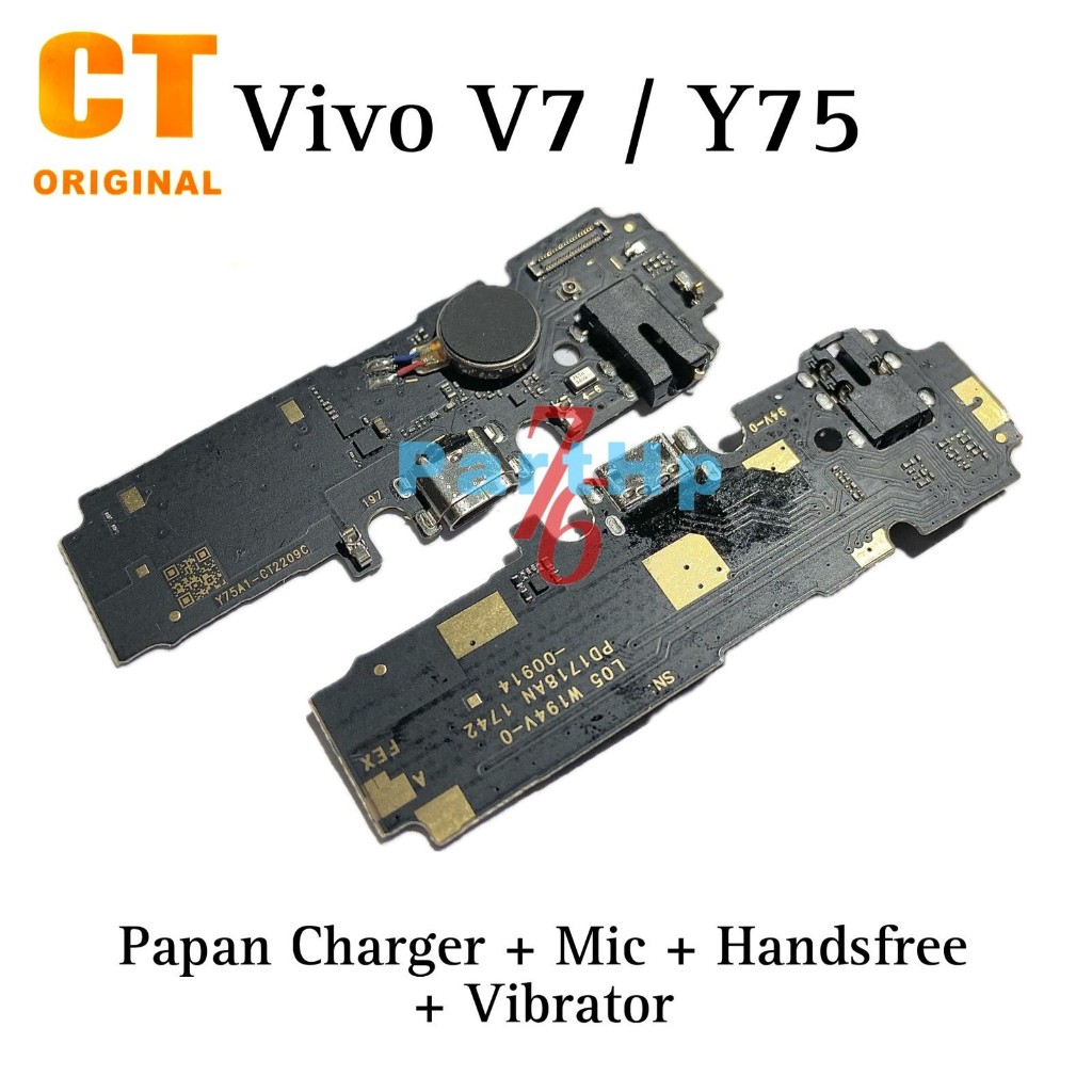 Original CT Ada IC - Papan Konektor PCB Cas + Mic +  Handfree + Vibrator Vivo V7 / Y75 / 1718 - Flexibel Fleksibel Papan Casan Cas Mik Getar