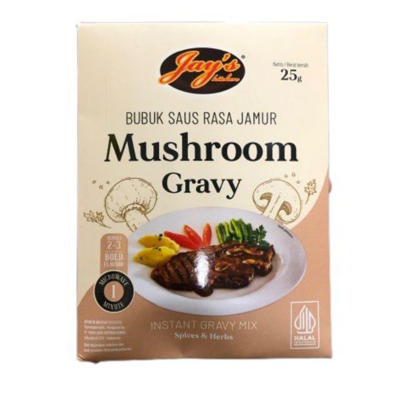 

Jay's Instant Gravy Mix Bubuk Saus Mushroom Gravy, Blackpepper Sauce/Bubuk Instant