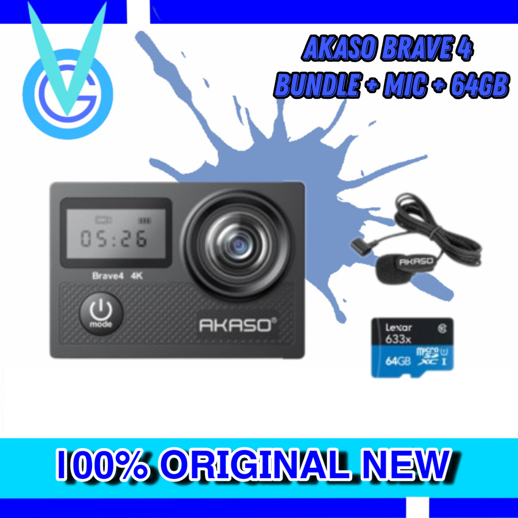 Action Camera Akaso Brave 4 Bundle + Mic + 64GB