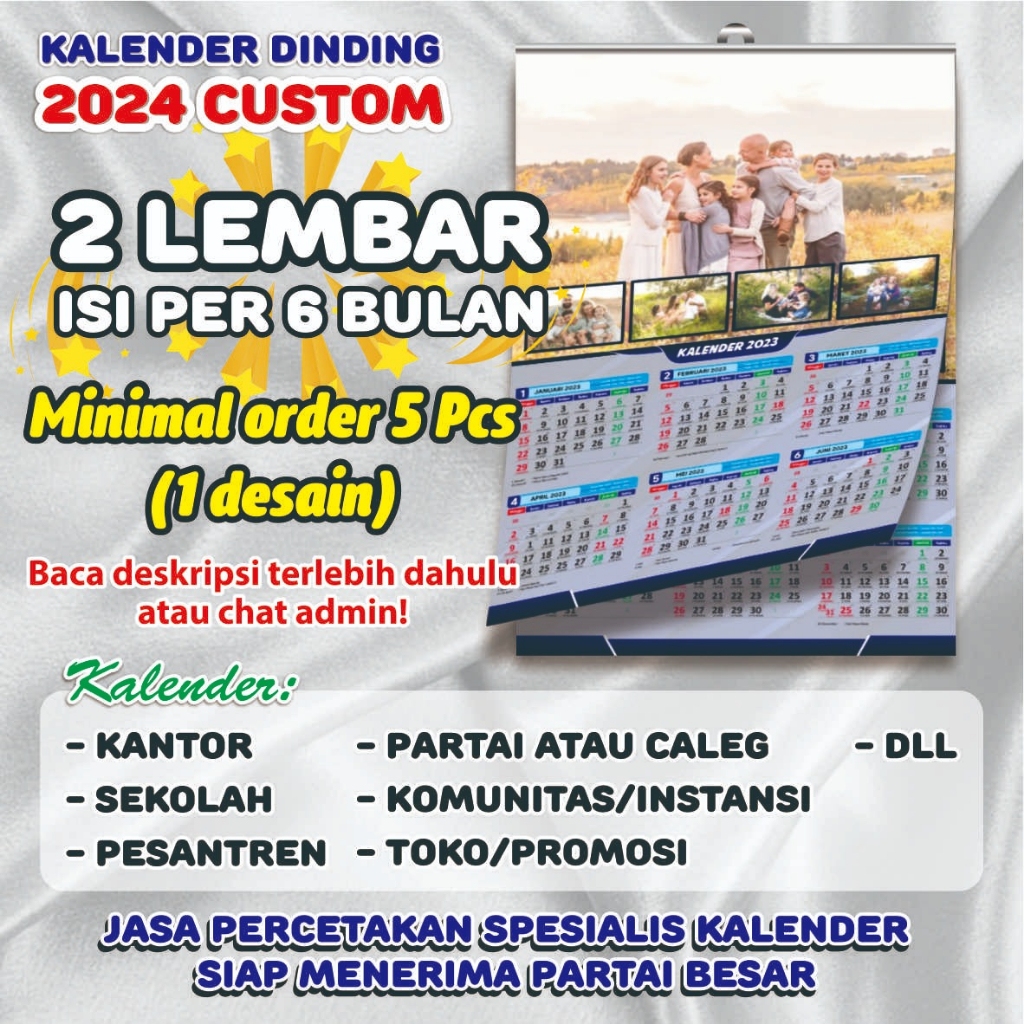 

Kalender Dinding 2025 Custom 2 Lembar Isi Per 6 Bulan