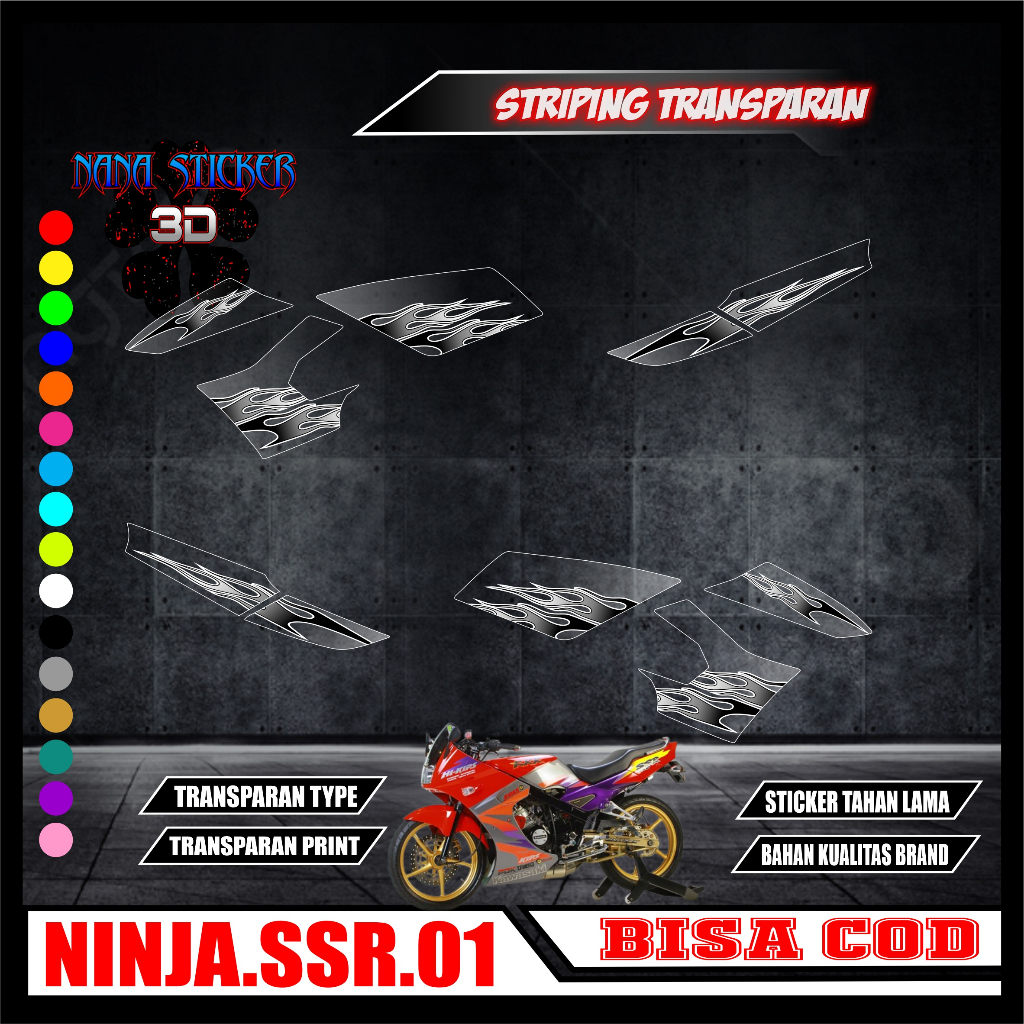 Striping TRANSPARAN KAWASAKI NINJA SSR Variasi Stiker Sticker list body motor KAWASAKI NINJA SSR Mot