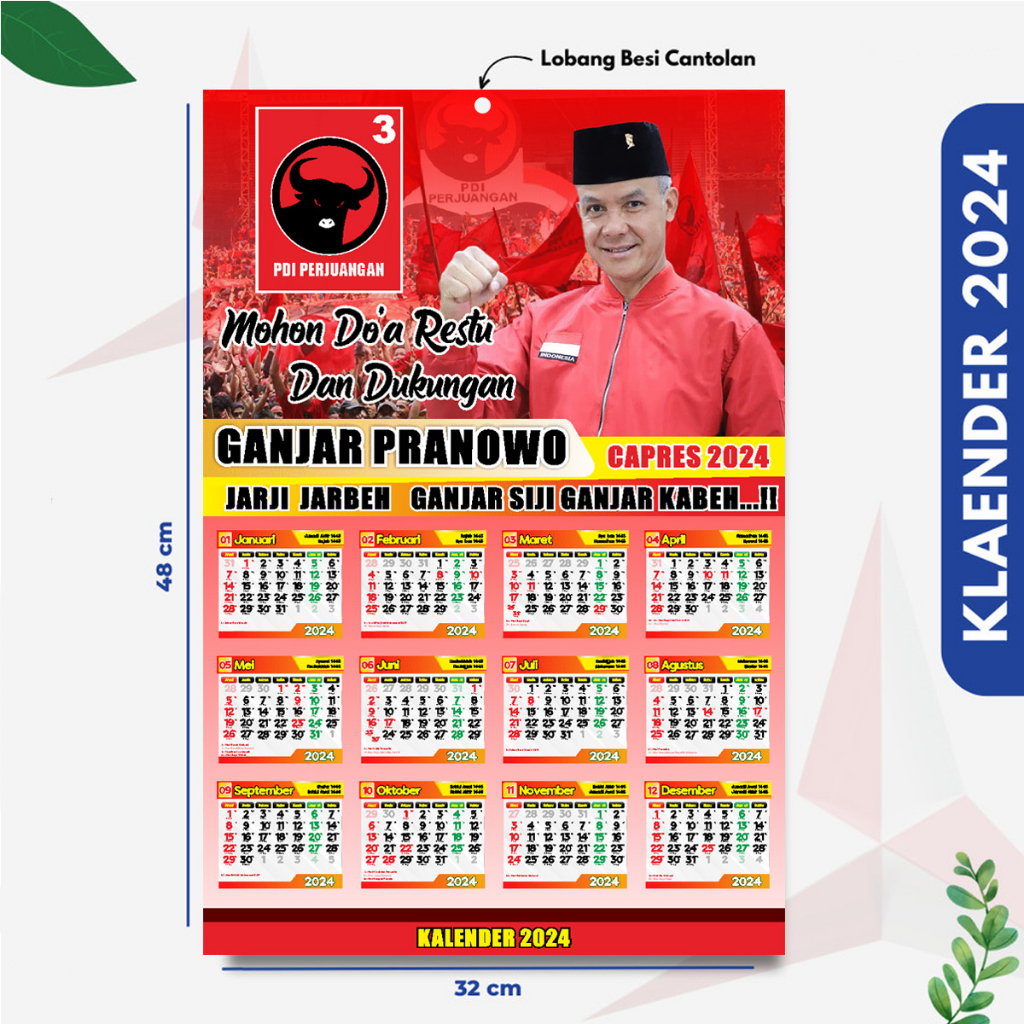 

Custom Kalender 2024 - Custom Caleg Partai Cetak Kalender Kampanye Ukuran A3 - 190 g (Minimal Order 1000 pcs)