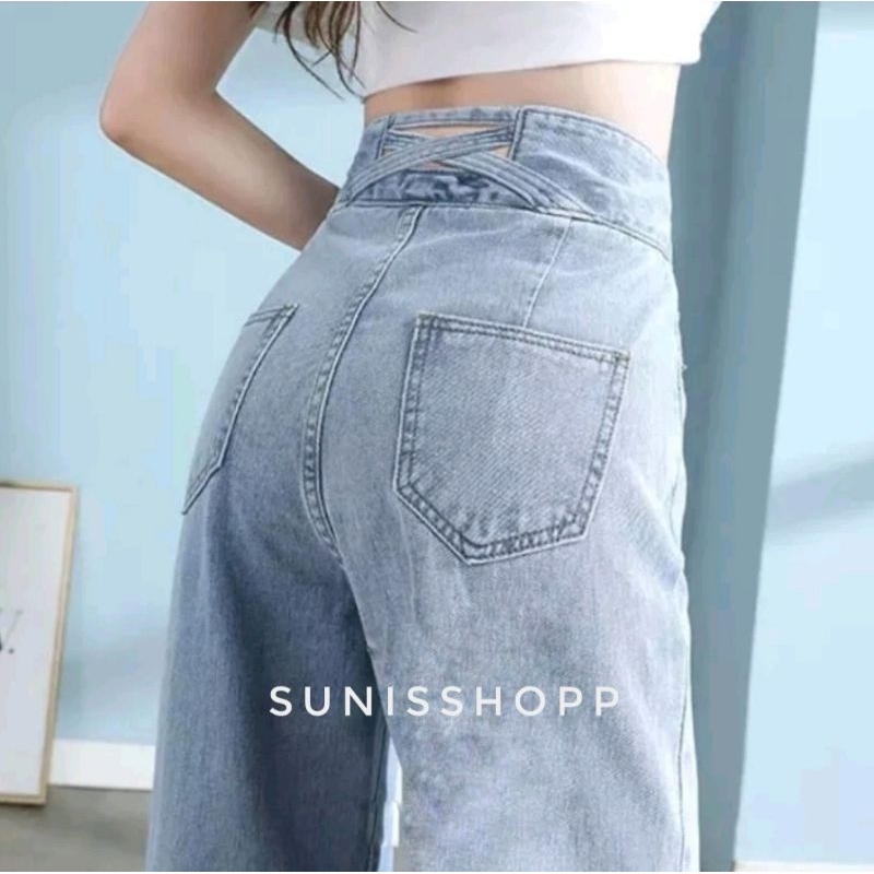 Sunisshopp J23 Celana Panjang HW Kulot Jeans Boyfriend Jeans Korea Jeans Celana