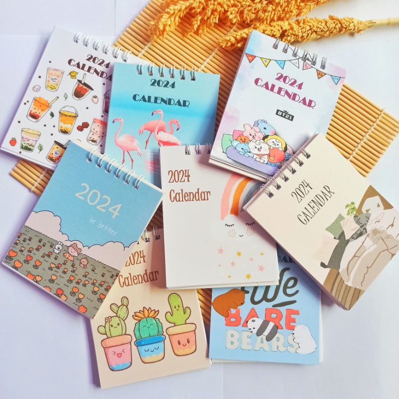 

Kalender meja aestetic 2025, 2024 BISA CUSTOM pakai foto sendiri, harga grosir Motif BT21,kaktus
