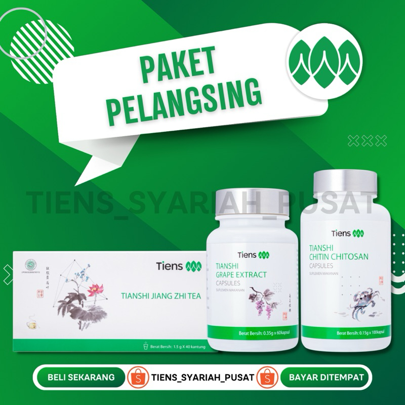 Pelangsing Badan Tiens - Teh Detox & Kapsul Peluntur Lemak - Tianshi Jiang Zhi Tea + Tianshi Chitin 