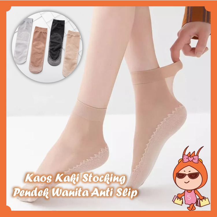Reseller Welcome - K5955 Kaos Kaki Stocking Pendek Wanita Anti Slip / Kaos Kaki Wanita Model Stockin