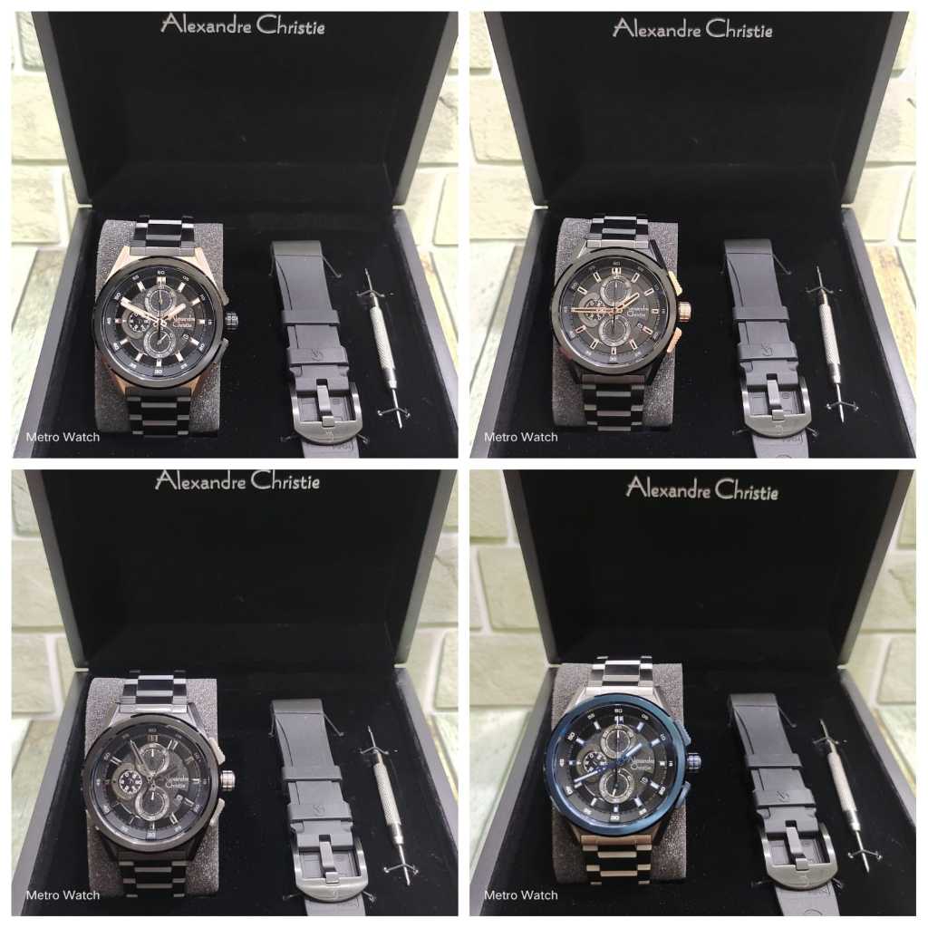Jam Pria Alexandre Christie AC6654 AC 6654 Set Tali Original Garansi Alexander Christie