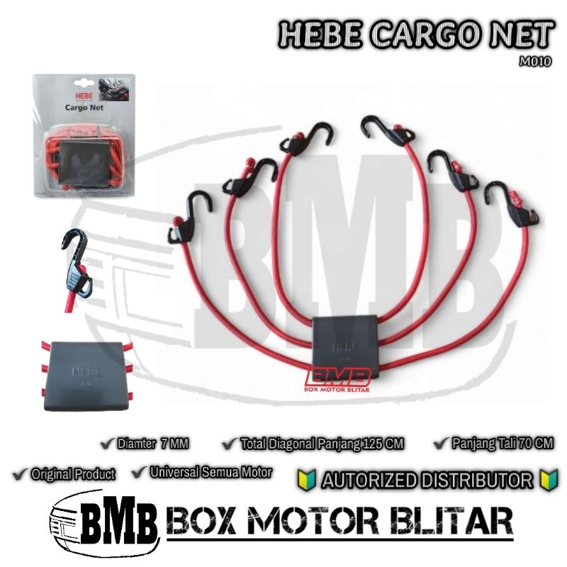 Hebe Cargo Net Tali Bagasi Cargo Jok Super Kuat Awet Tahan Lama Box Motor Givi Shad Kappa KMI
