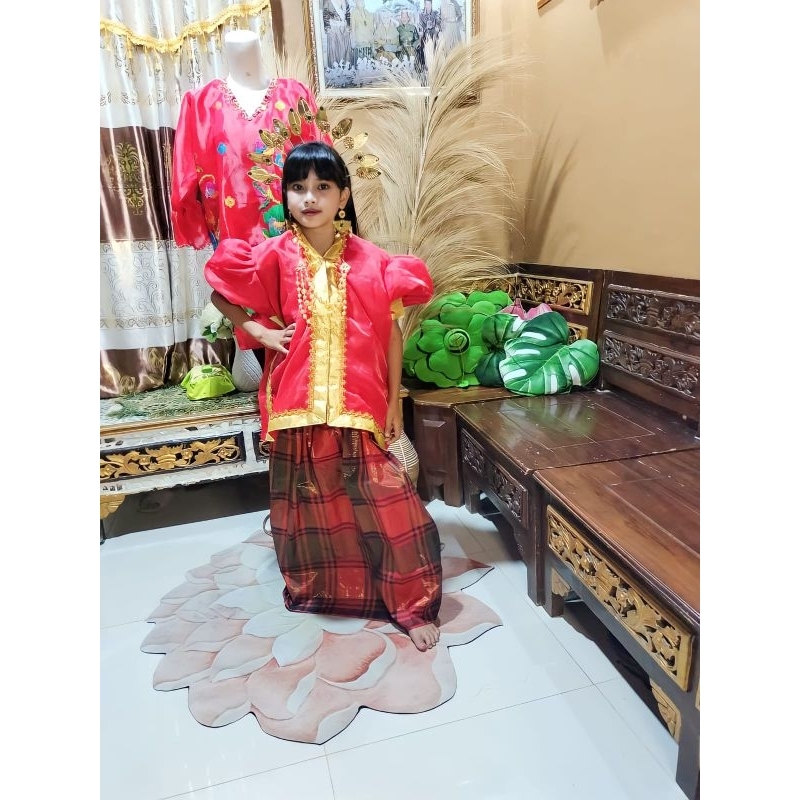 Baju Bodo Adat Anak Merah Modern 3 - 15 tahun