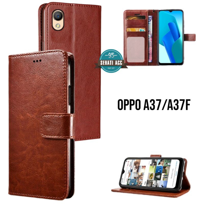 OPPO A37 / A37f casing dompet flip cover leather case
