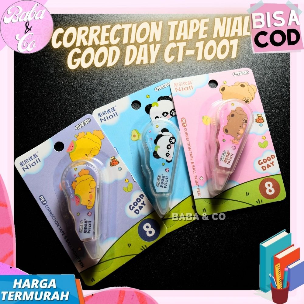 

CORRECTION TAPE NIALL GOOD DAY CT-1001 TIP EX KERING MURAH LUCU UNIK CORRECTION TAPE GROSIR MURAH NIAL GOOD DAY CT-1001